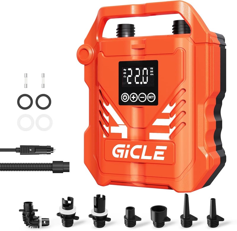 Gicle Paddle Board Pump Electric Portable with 12V DC Car Connector,22PSI Electric SUP Pump for Inflatebles Paddleboard,Bed,Mattress with Dual Stage Inflation and Boat Accessories - Image 1